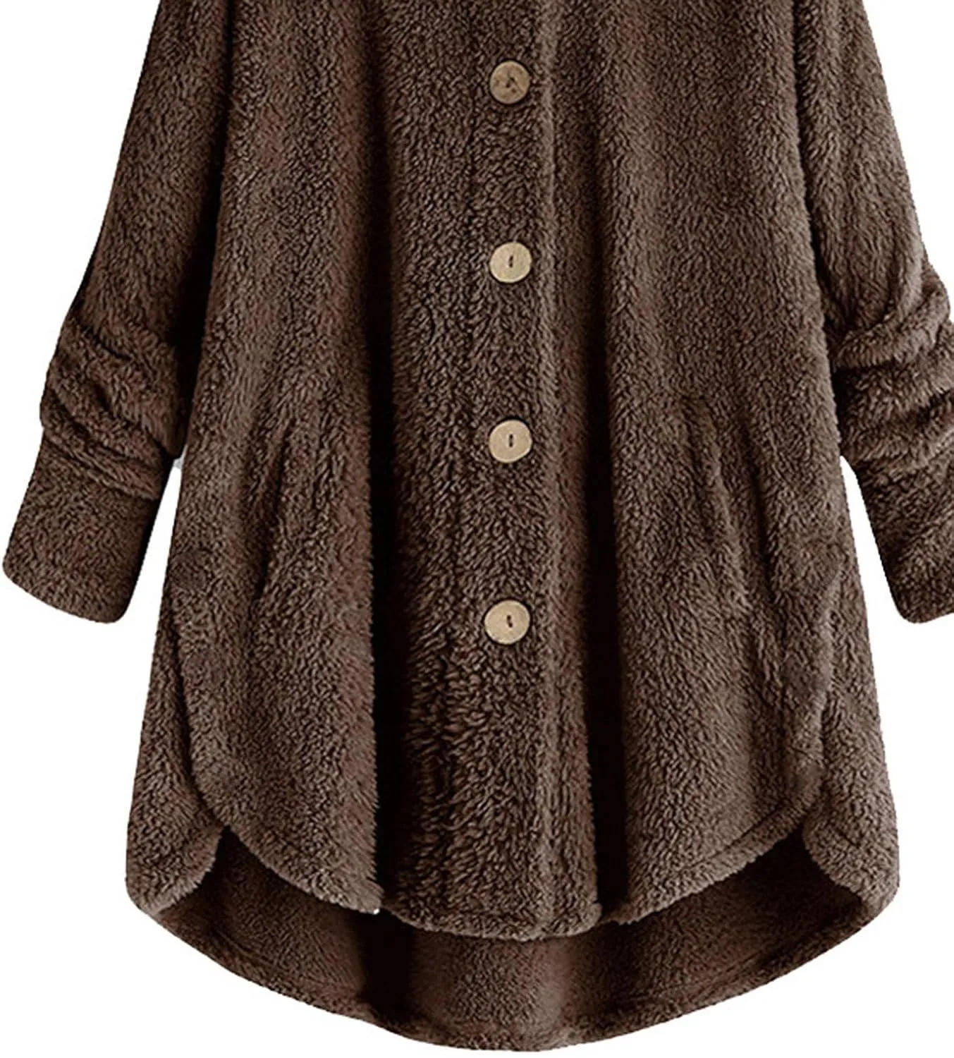 Womens Fleece Jackets Winter Hooded Coats 2024 Trendy Oversized Button Down Cardigan Sweater Warm Sweatshirt with Pocket