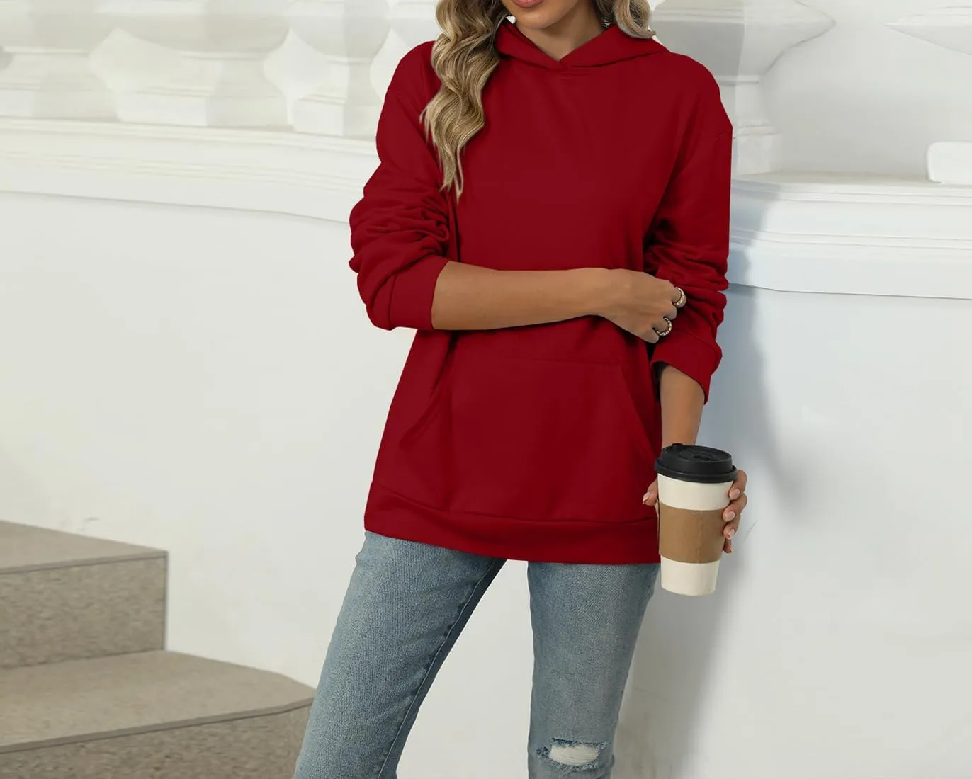 Womens Hoodies Oversized Sweatshirts Casual Long Sleeve Pullover Fall Clothes with Pocket