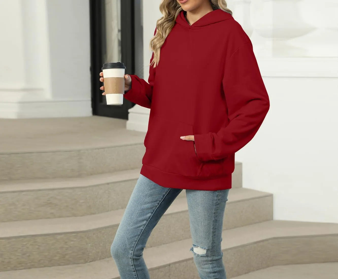 Womens Hoodies Oversized Sweatshirts Casual Long Sleeve Pullover Fall Clothes with Pocket