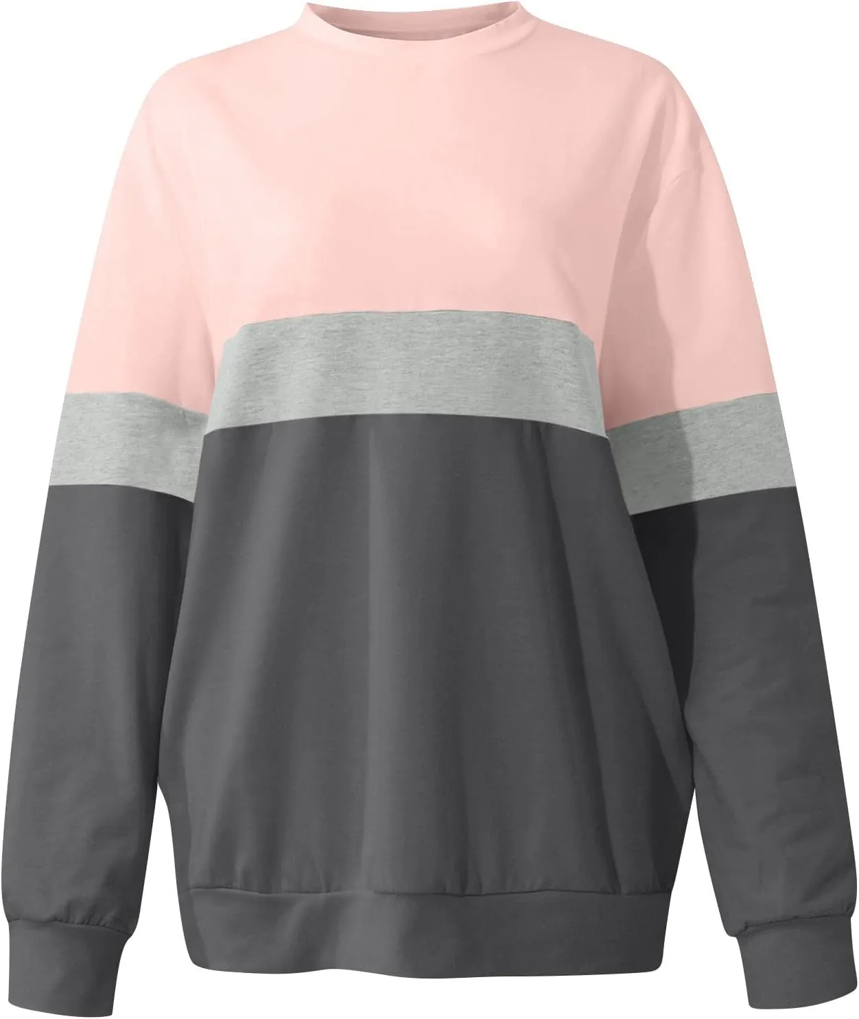 Women's Oversized Color Pullover Sweatshirts,2024 Winter Crew Neck Long Sleeve Tunic,Cute Trendy Comfy Clothes