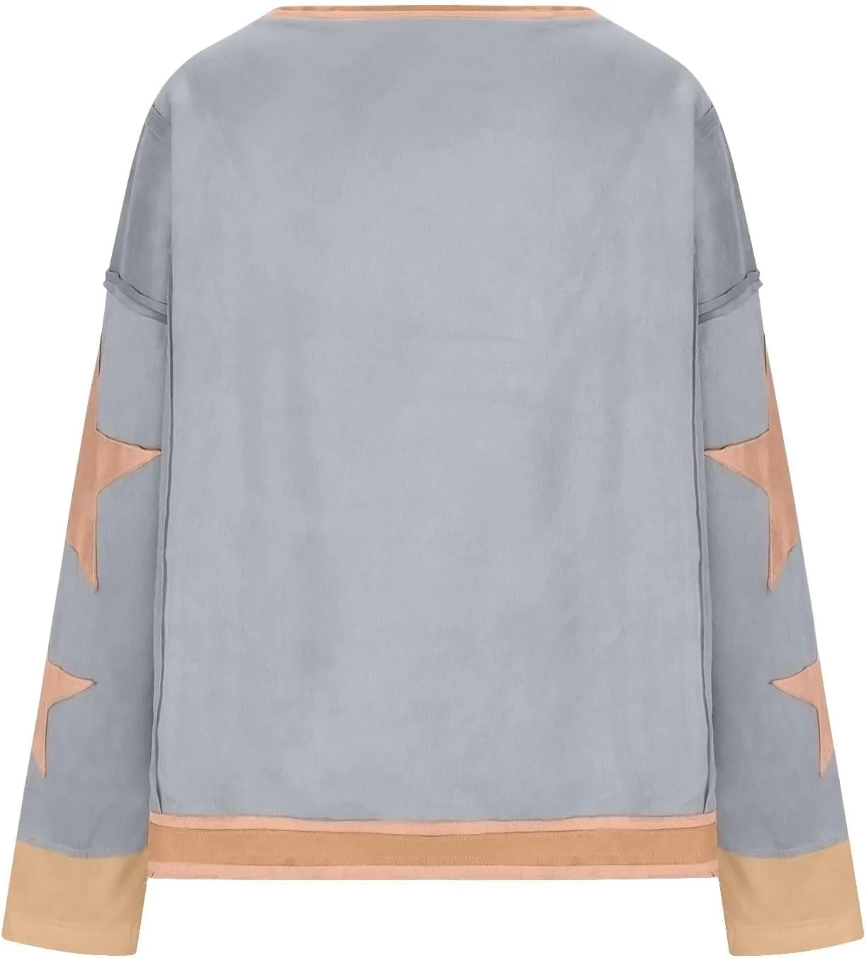 Women's Oversized Star Sweatshirt Long Sleeve Y2k Shirts Drop Shoulder Vintage Graphic Crewneck Jacket Preppy Clothes