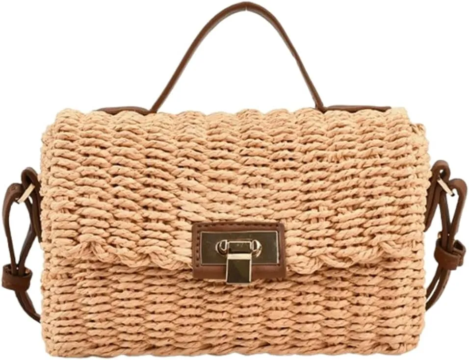 Womens Shoulder Handbag Summer Beach Straw Hobo Crossbody Bag 2025 Trendy Woven Top Handle Bag for Vacation