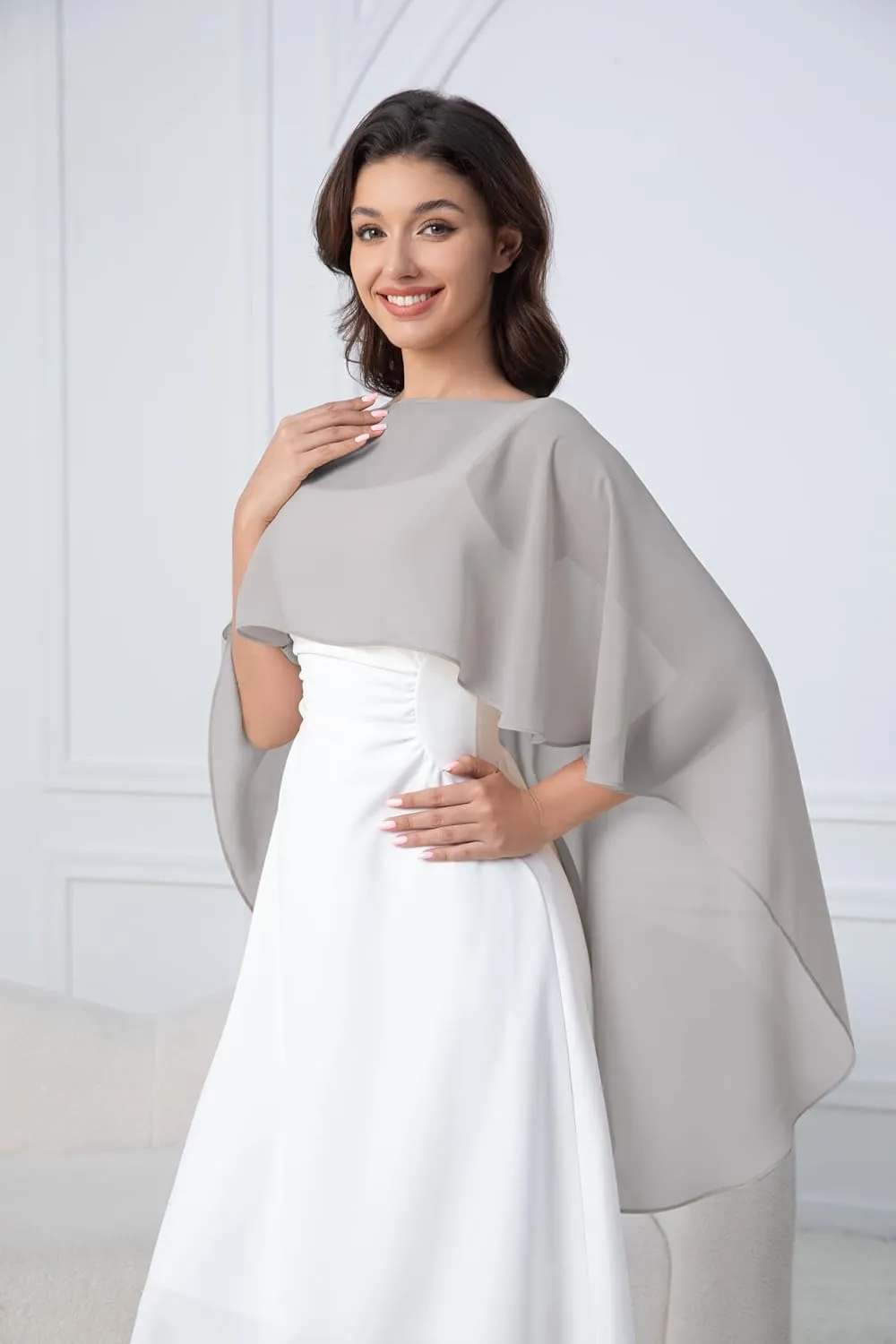 Women's Soft Chiffon Shawl Wraps Shrug for Evening Dress Wedding Cape Cover Up 1920s Shawl