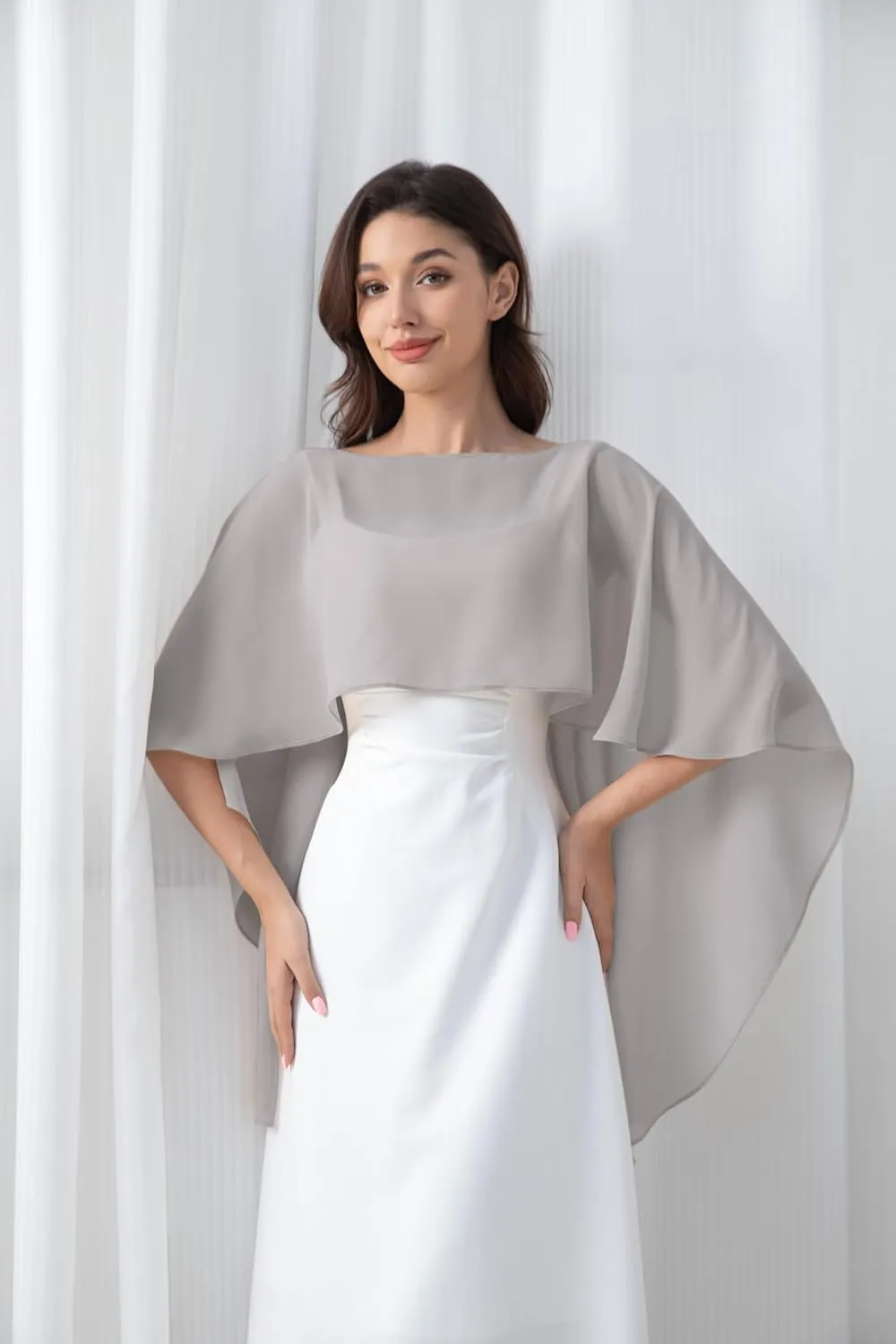 Women's Soft Chiffon Shawl Wraps Shrug for Evening Dress Wedding Cape Cover Up 1920s Shawl