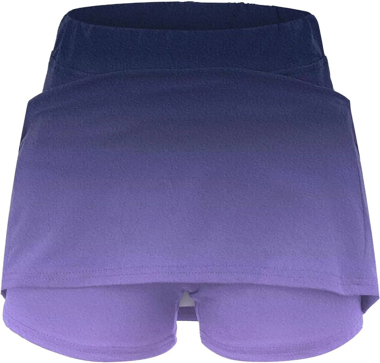 Womens Summer Athletic Culottes 2024 Fashionable Gradient Color Mid Waisted Shorts Pants Double Layer Tennis Yoga Pantskirts