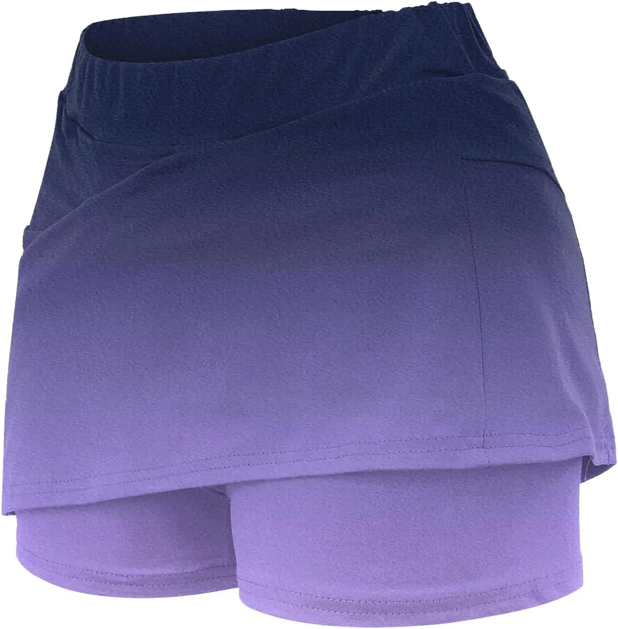 Womens Summer Athletic Culottes 2024 Fashionable Gradient Color Mid Waisted Shorts Pants Double Layer Tennis Yoga Pantskirts