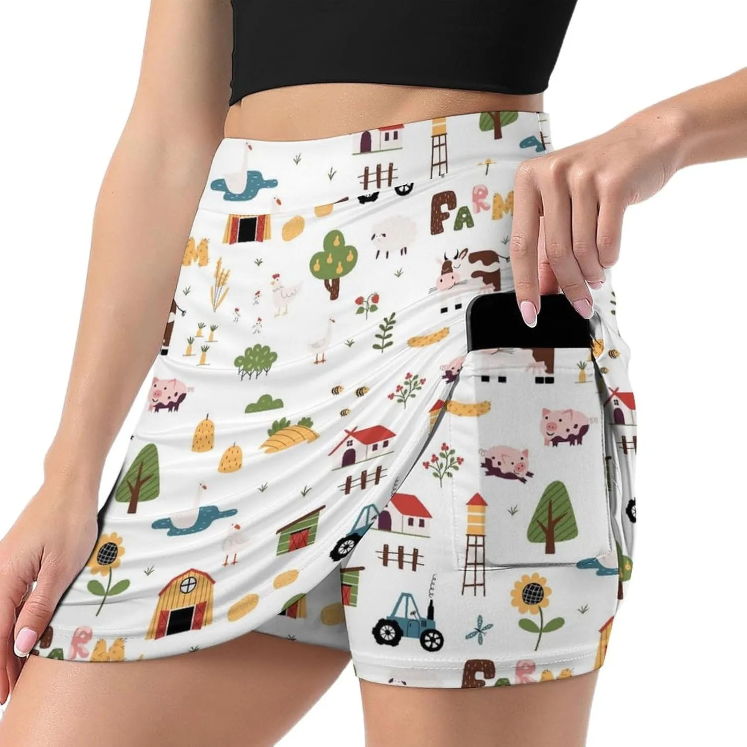 Women's Tennis Skirt Anti-Peek Workout Skorts with Built-in Shorts Pocket for Gym Golf Running