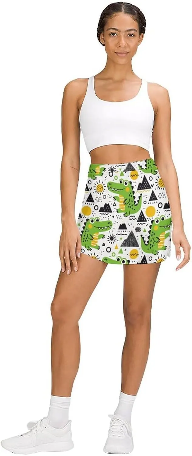 Women's Tennis Skirt Anti-Peek Workout Skorts with Built-in Shorts Pocket for Gym Golf Running
