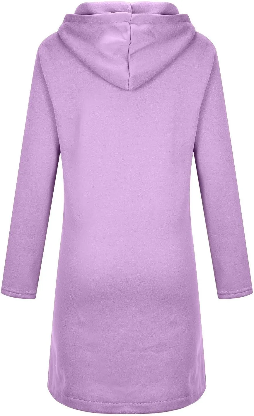 Womens Zip Up Hoodies Oversized Fleece Long Sleeve Sweatshirts Drawstring Casual Jacket Coat with Pockets