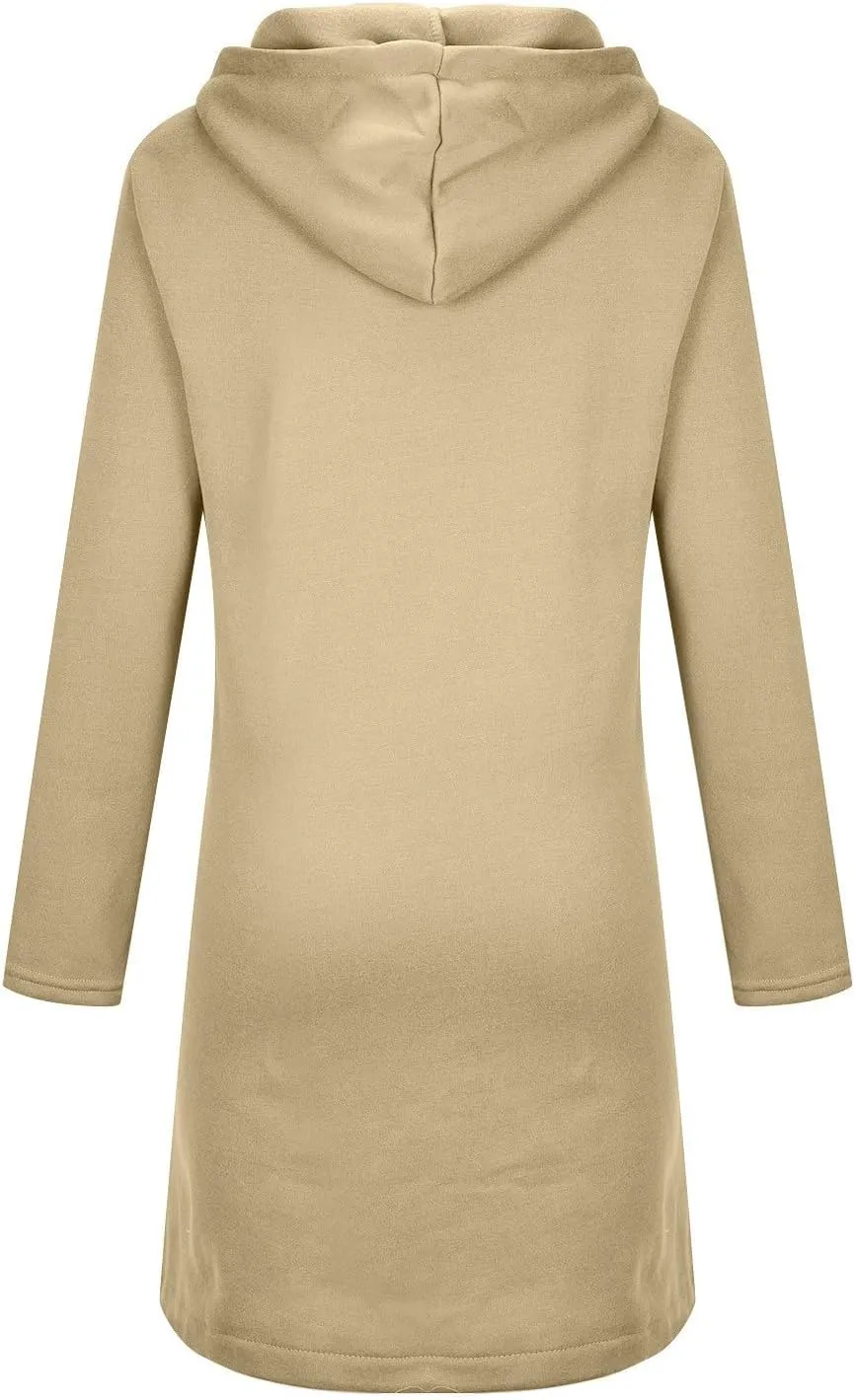 Womens Zip Up Hoodies Oversized Fleece Long Sleeve Sweatshirts Drawstring Casual Jacket Coat with Pockets