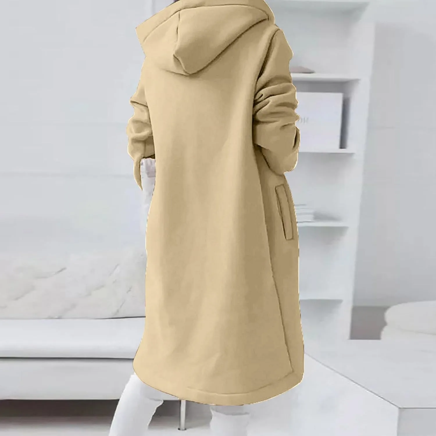 Womens Zip Up Hoodies Oversized Fleece Long Sleeve Sweatshirts Drawstring Casual Jacket Coat with Pockets