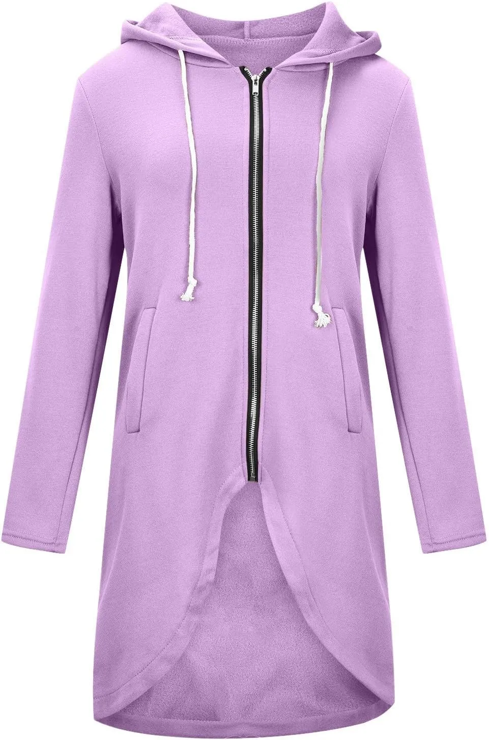 Womens Zip Up Hoodies Oversized Fleece Long Sleeve Sweatshirts Drawstring Casual Jacket Coat with Pockets