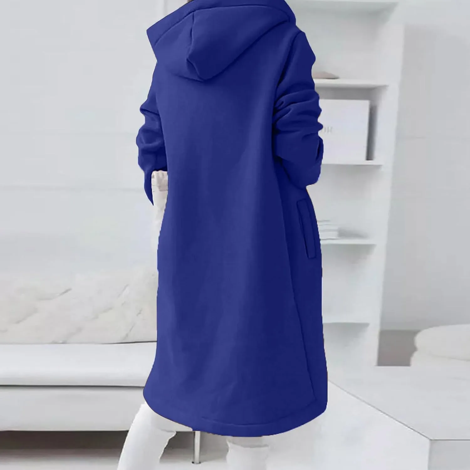 Womens Zip Up Hoodies Oversized Fleece Long Sleeve Sweatshirts Drawstring Casual Jacket Coat with Pockets