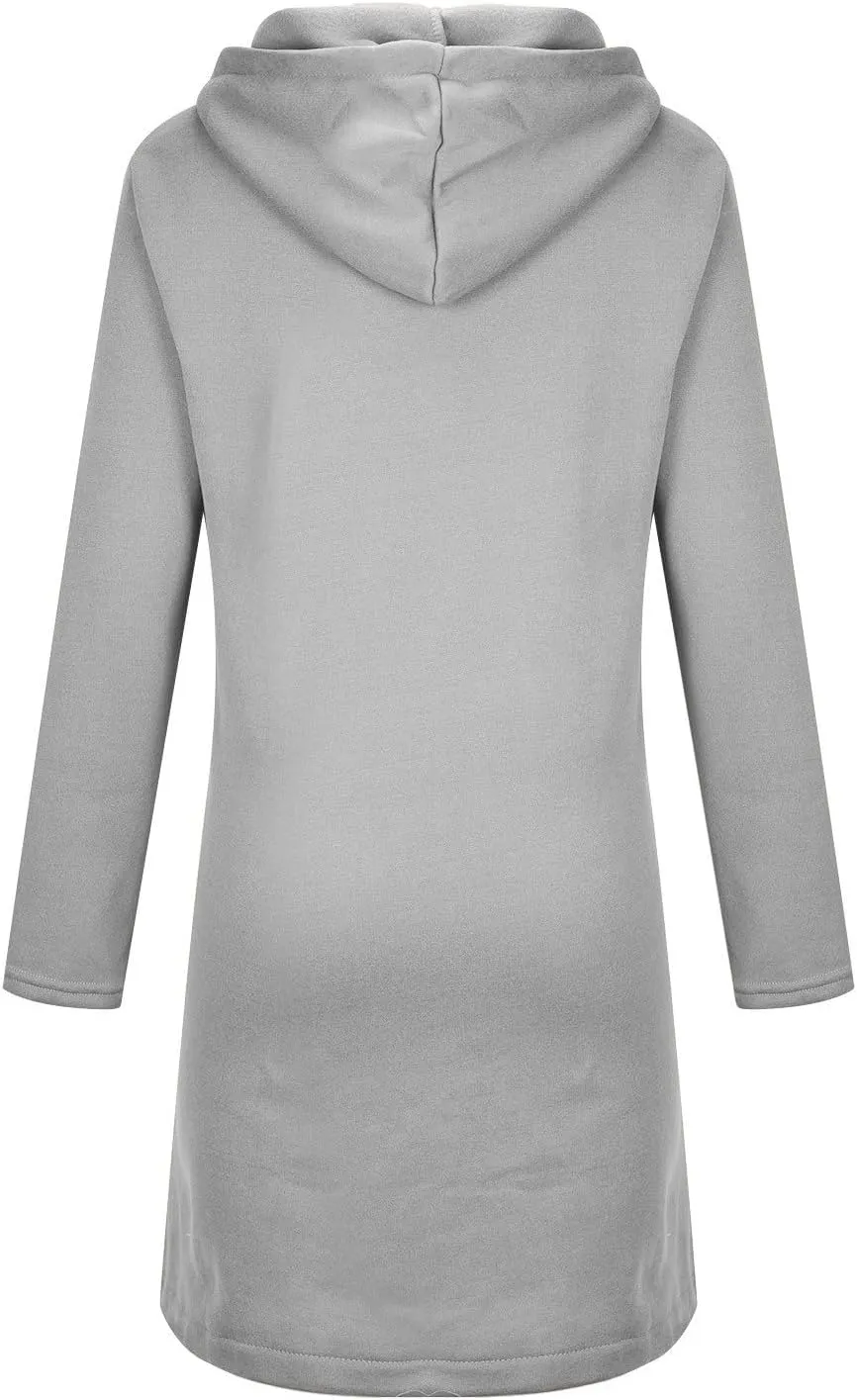 Womens Zip Up Hoodies Oversized Fleece Long Sleeve Sweatshirts Drawstring Casual Jacket Coat with Pockets
