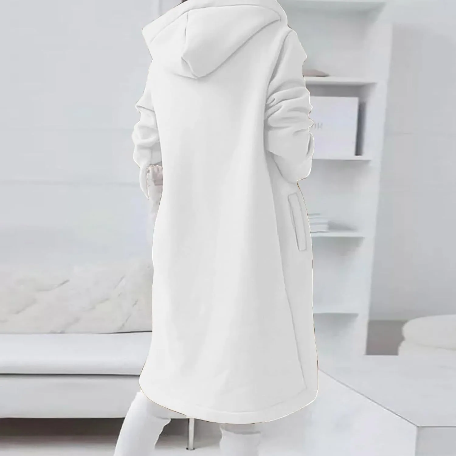 Womens Zip Up Hoodies Oversized Fleece Long Sleeve Sweatshirts Drawstring Casual Jacket Coat with Pockets