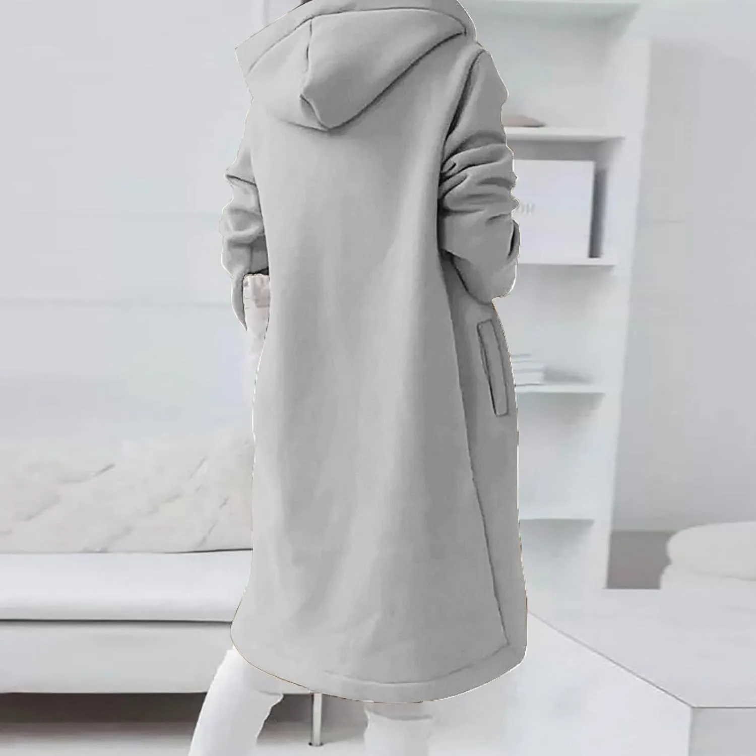 Womens Zip Up Hoodies Oversized Fleece Long Sleeve Sweatshirts Drawstring Casual Jacket Coat with Pockets