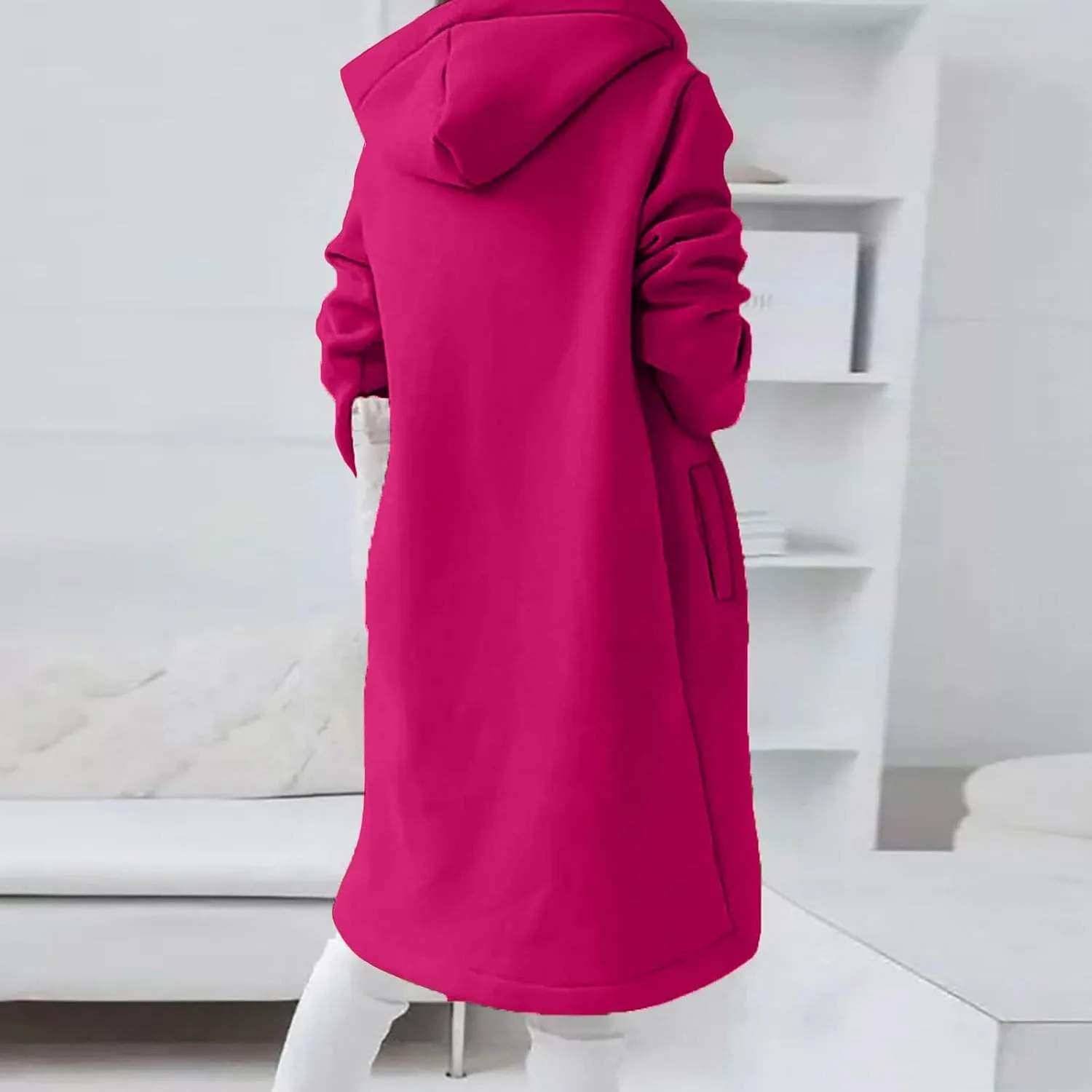 Womens Zip Up Hoodies Oversized Fleece Long Sleeve Sweatshirts Drawstring Casual Jacket Coat with Pockets
