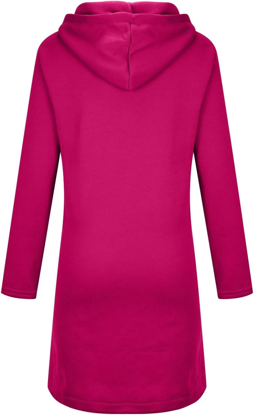 Womens Zip Up Hoodies Oversized Fleece Long Sleeve Sweatshirts Drawstring Casual Jacket Coat with Pockets