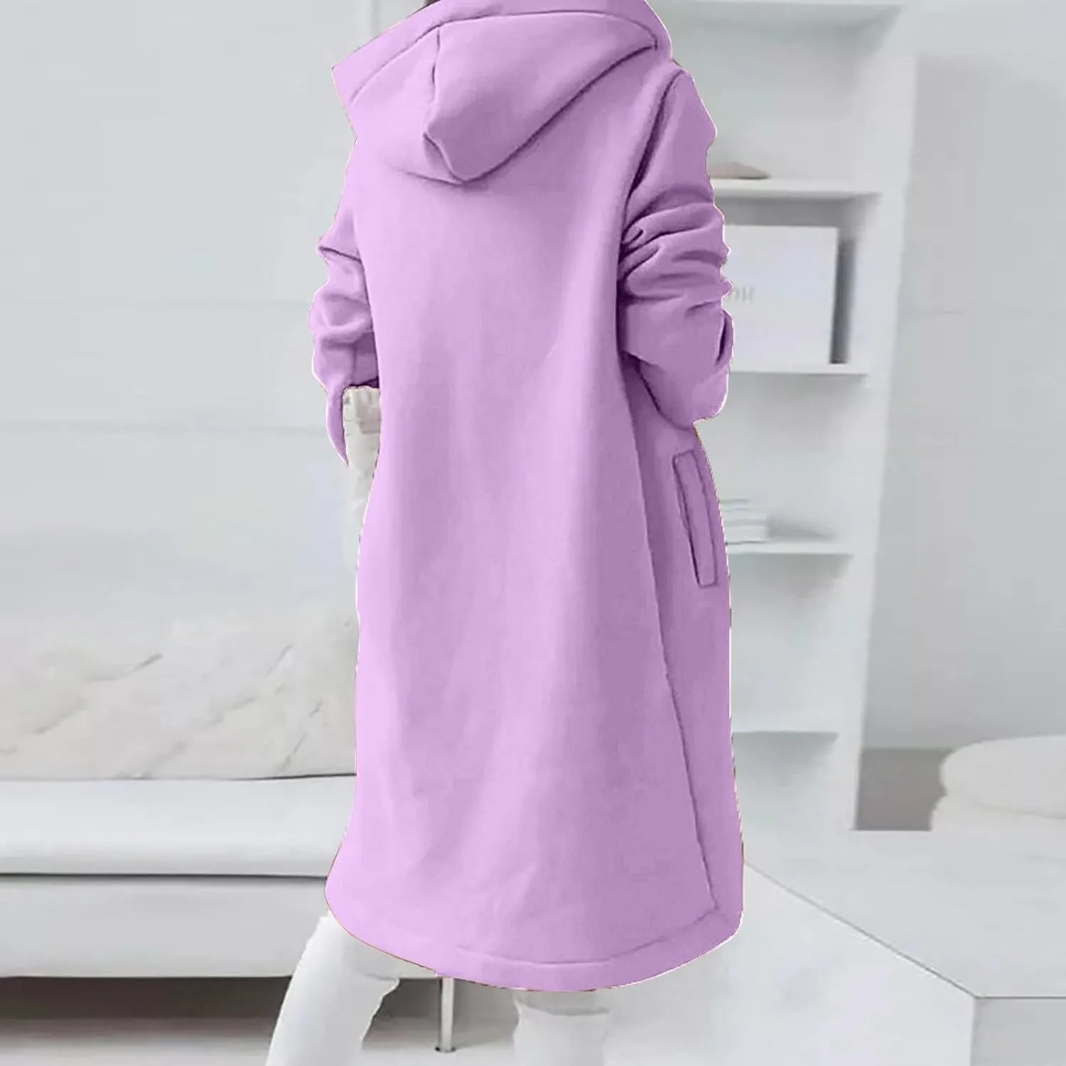 Womens Zip Up Hoodies Oversized Fleece Long Sleeve Sweatshirts Drawstring Casual Jacket Coat with Pockets