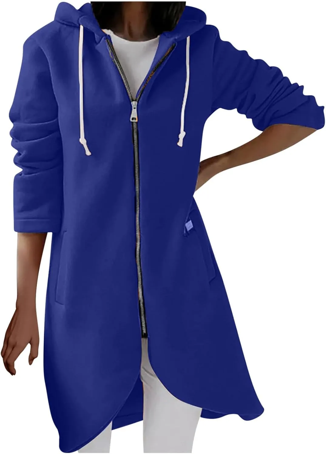 Womens Zip Up Hoodies Oversized Fleece Long Sleeve Sweatshirts Drawstring Casual Jacket Coat with Pockets