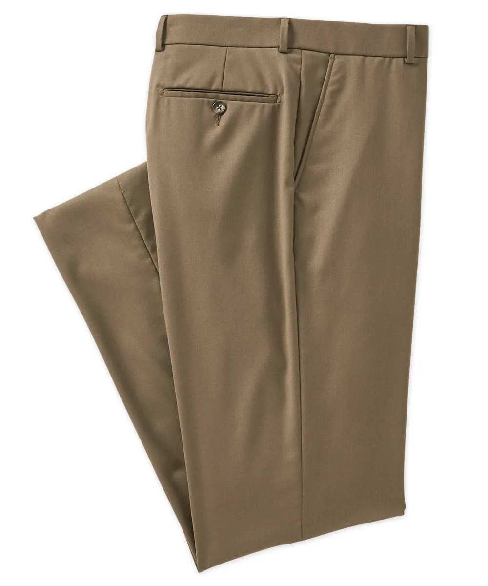 Wool Gab Flat-Front Trouser