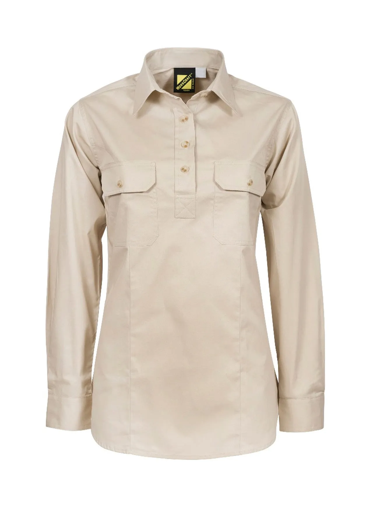 WSL505 LADIES LIGHTWEIGHT LONG SLEEVE CLOSED FRONT COTTON DRILL SHIRT